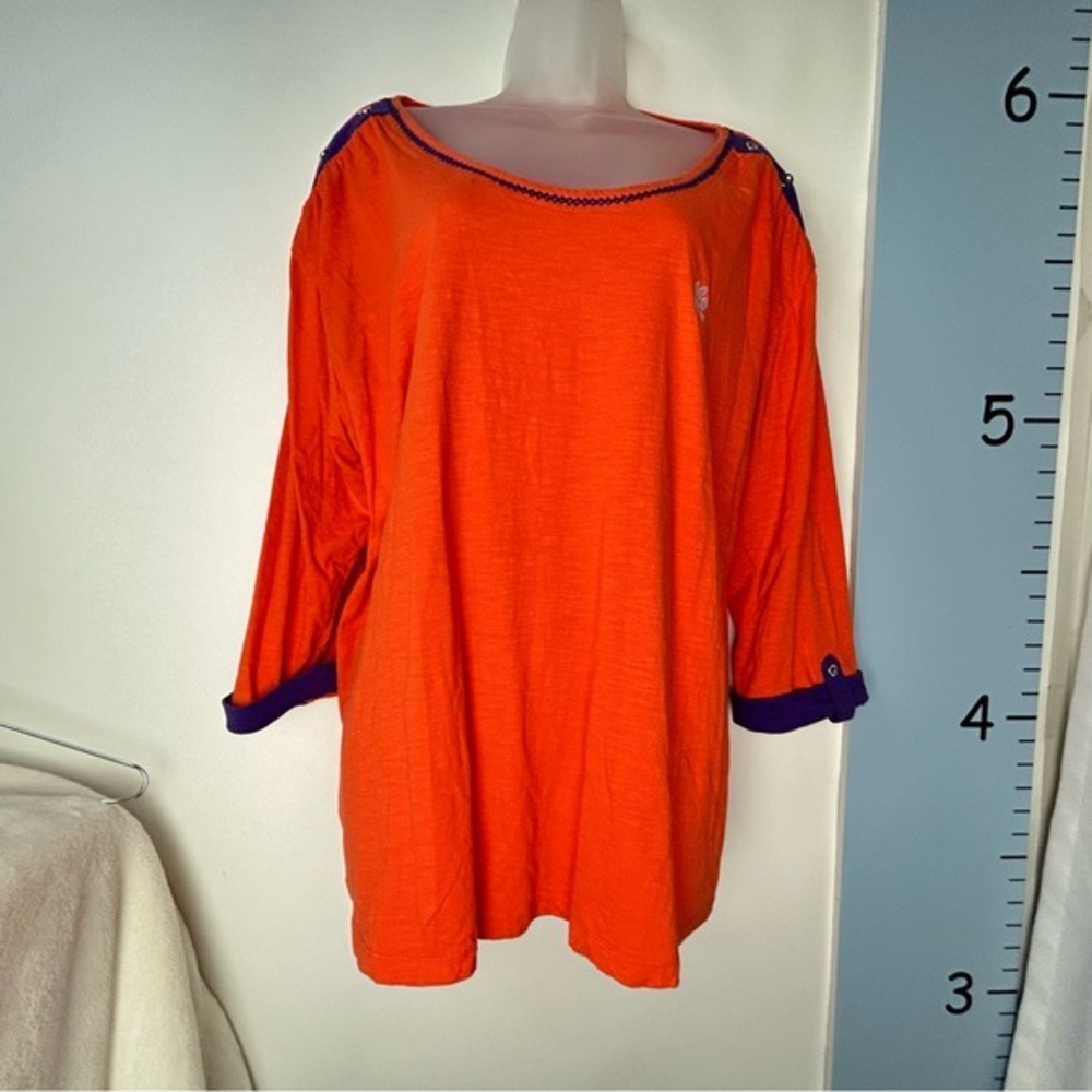UG Apparel Orange with Purple Accents Embroidered Paw 3X Women‎